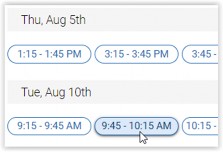Screenshot for scheduling appointment
